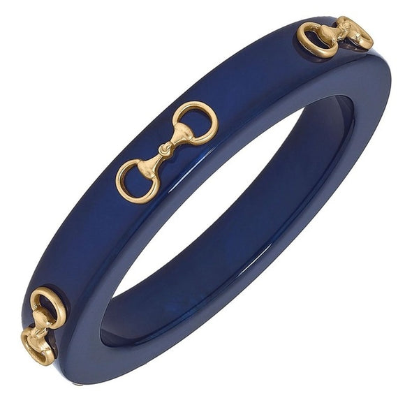 Sutton Horsebit Equestrian Horse Derby Western Resin Bangle Navy Blue