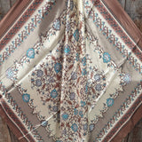 Brown & Aqua Floral Wild Rag Scarf | 35"x35" | WR3444