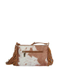 Brown Vegan Cowhide Fringe Crossbody Bag | Western Hair-On Shoulder Bag