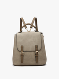 Brooks Convertible Vegan Leather Backpack & Shoulder Bag in Lt. Khaki