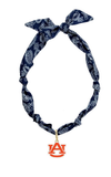 Auburn Tigers Bandana Scarf Necklace | Gold Logo Pendant