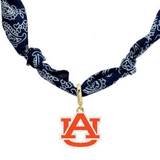 Auburn Tigers Bandana Scarf Necklace | Gold Logo Pendant