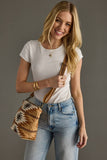 Tan Camel Teal Western Aztec Cotton Crossbody