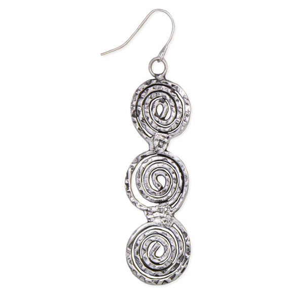 Silver Hammered Spirals Dangle Earrings