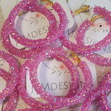 Pink Glitter Hoop Earrings 2 inch or 50mm