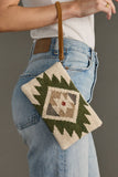 Cream, Green, Tan Western Wristlet