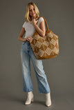 Brown & Cream Diamond Woven Tote Bag