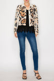 Lace & Sequin Cropped Button-Up Jacket – Leo Print
