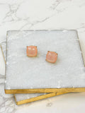 Glittery Glass Crystal Stud Earrings Blush Cream