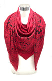 Large Paisley Print Square Scarf — Red