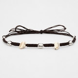 Cowrie Shell & Silver-Tone Beaded Western Hat Band, Tie-On
