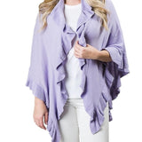 Ava Ruffle Cotton Knit Wrap Shawl Ruana Lavender Purple