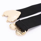 Double Heart Buckle Stretch Belt in Black & Silver