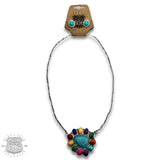 Western Southwestern Multicolor Stone Triangle Necklace Stud Earring Set