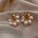Pearl Elegant C Shape Hoop Earrings