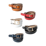 Versatile Skinny Classic Leather Gold Buckle Belt Camel Brown