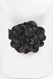 Satin Big Flower Elastic Belt – Black