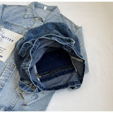 Dark Blue Washed Denim Shoulder Bag | Vintage Pocket Bag