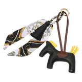 Vegan Leather Horse Tassel Scarf Keychain Bag Charm