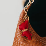 Scottie Puppy Vegan Leather Bag Charm Key Chain Red