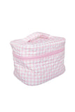 Light Pink Plaid Makeup Bag – Structured Travel Cosmetic Organizer