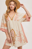 Boho Embroidered Babydoll Dress – Pink