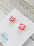 Glitter Studs Earrings Pink