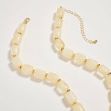 Colorful Beaded Heart Necklace | Multi-Color Barrel Bead Statement Necklace in Natural
