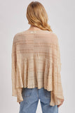 Sheer Asymmetric Textured Cape Top - Beige