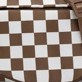 Checkered Nylon Fanny Pack Sling Bags Brown White