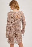 Open Knit Sheer Crochet Beach Dress – Mushroom