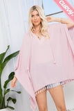Lightweight Hooded Swimsuit Cover up with Tassels Mauve
