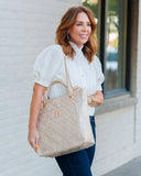 Kinzley Quilted Vegan Leather Tote – Gold Shimmer