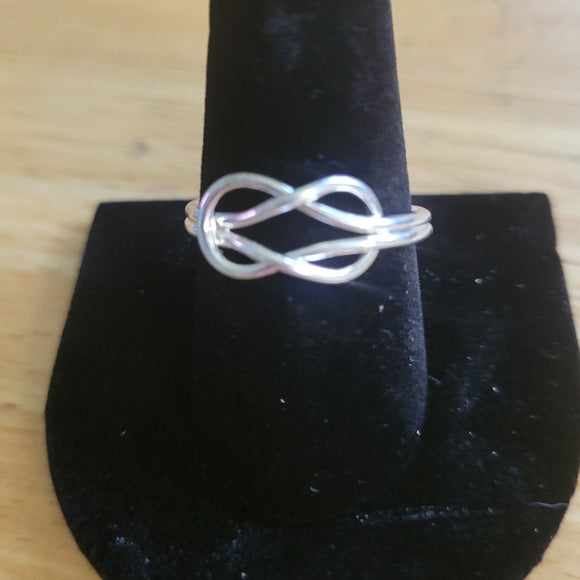 Double Love Knot Artisan Silver Symbol Ring