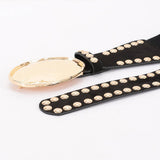 Studded Faux Suede Elastic Belt – Camel