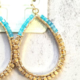 Tanya Turquoise and Gold Beaded Teardrop Earrings