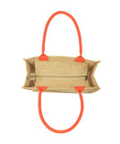 Lightweight Star Straw Tote Bag Orange Tan