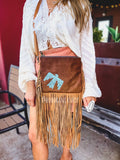 Thunderbird Tooled Leather & Cowhide Crossbody | Tan 4-in-1 Clutch