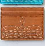 Tan Leather Boot Stitch Card Holder
