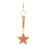Bling Crystal Gold Star Strap Keychain Bag Charm