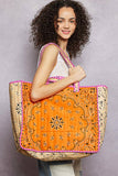 LOVE Bandana Quilted Tote Bag | Orange Multi