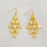 Nine Stars Lined Chandelier Earrings – Gold Plated