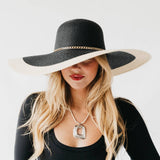 Miami Wide Brim Floppy Sun Hat | Packable | Tassel Chain Trim Black