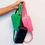 Bubble Gum Pink Candy Cube Woven Sling Crossbody Bag