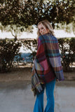Plaid Pocket Ruana Wrap — Fuchsia