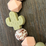 Cactus Western Silicone Beaded Wristlet Keychain Bag Charm