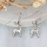 Winter Deer Silver Dangle Earrings