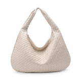 Victoria Woven Vegan Leather Hobo Bag | Natural
