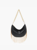 Juna Fringe Crossbody Bag | Chain Strap | Black
