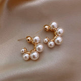 Pearl Elegant C Shape Hoop Earrings